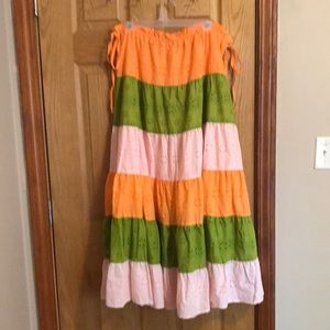 Anthropologie tiered eyelet maxi skirt size L